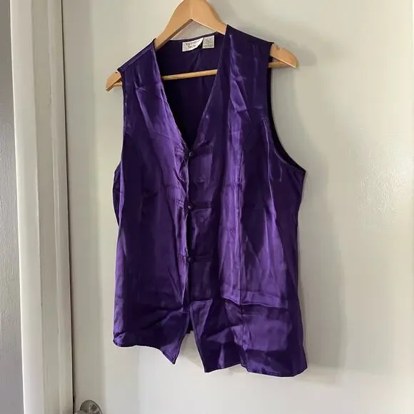 Vintage Victoria's Secret Gold Label 100% Silk Purple Top Pajama Sleepwear - Picture 2 of 4